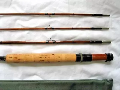 Montague 3 Piece 2 Tip Bamboo 7 Fly Fishing Rod 8.5' W/ Sleeve Travel Tube 1970s • $200