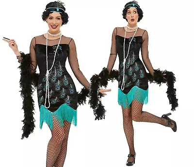 Ladies Flapper Costume Charleston 1920s Roaring Dancers Outfit Fancy Dress SALE • £15.99