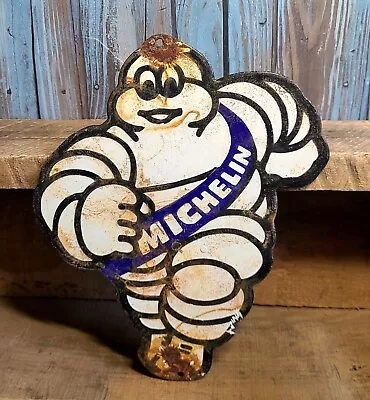 Michelin Tires Tire Man Mascot Bibendum Porcelain Metal Enamel Die Cut Sign • $9.95