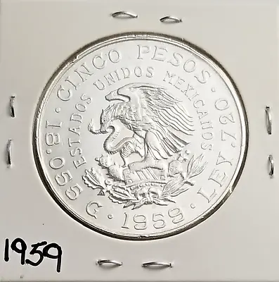 Mexico Cinco Pesos Carranza 1959 Birth Centennial .720 Coin Silver Moneda Plata • $19.99