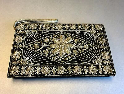 Vintage Zardozi Metallic Embroidered Velvet Purse • $14.50