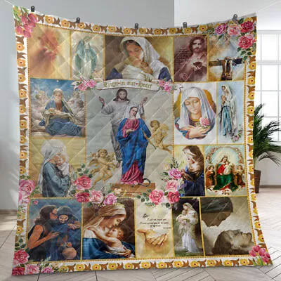 Jesus & Mary Reign In Our Hearts Quilt Jesus Christmas Quilt Blanket • $59.95