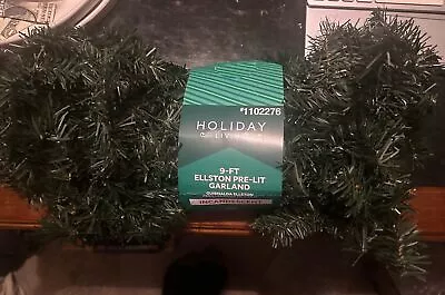 Holiday Living 35 Clear Lights 9’ Pre-Lit  Pine Garland Green Cord 5.9’ 1102276 • $18.99