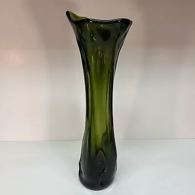 Fantastic Viking Mid Century Free Form Swung Biomorphic Green Art Glass Vase • $80