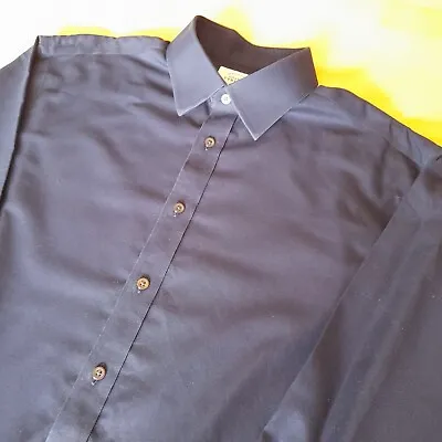CHARLES TYRWHITT Mens Shirt 17  Dark Blue Non Iron Classic Fit French Cuff • £17.97