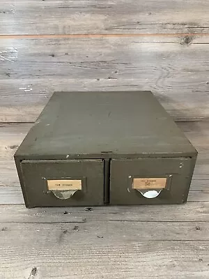 Vintage Steel Metal 2 Drawer Card Catalog Dovetail Antique Library Office • $63.75