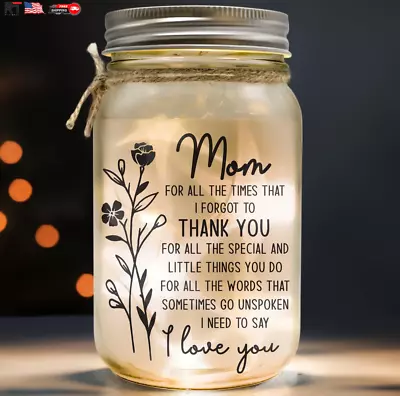 Mothers Day Gifts For Mom Mason Jar Night Light  Birthday Gifts For Mom Mama  • $24.49