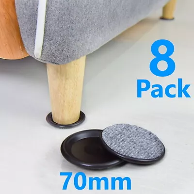 £3.49 • Buy 8x Castor Cups Padded Black Furniture Chair Leg Floor Carpet Sofa Protectors