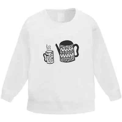 'Floral Kettle & Mug' Kid's Sweatshirt / Sweater / Jumper (KW035398) • $16.41