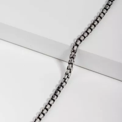 925 Sterling Silver Oxidized 2.6mm Italian Round Box Chain Necklace Italian Made • $71.27