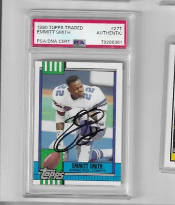 1990 TOPPS TRADED #27T EMMITT SMITH RC HOF PSA DNA AUTO Cowboys • $169.99