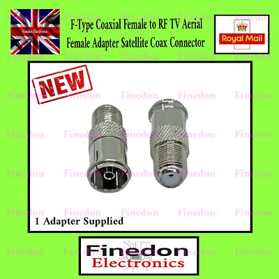 F-Type Coaxial Female To RF TV Aerial Female Adapter Satellite Coax Connector UK • £1.94