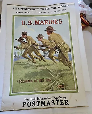 ORIGINAL SOLDIERS OF THE SEA - WWI Marine Corps Recruiting Poster Bruce Moore • $425