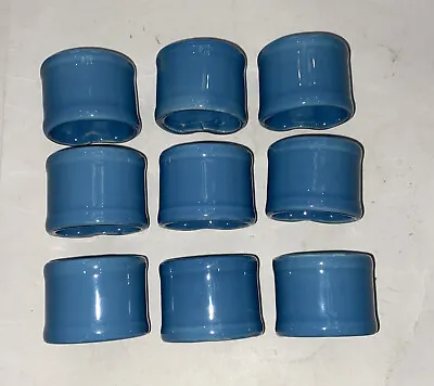 Vera Neumann Blue Ceramic Napkin Rings  Set Of 9 • $30