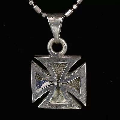 VTG Sterling Silver - Religious Maltese Cross Pendant 24  Necklace - 15g • $3.25