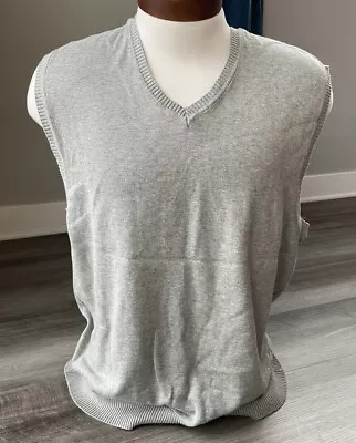 Club Room Men’s Gray Cotton Sweater Vest Large Pullover L Soft • $19.21