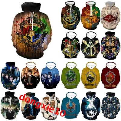 Mens Womens Harry Potter 3D Hooded Hoodies Sweatshirt Pullover Coat Jumper Tops • £13.19