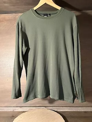 MOSSIMO SUPPLY Co Ribbed Knit LS T-Shirt GREEN Men SIZE XL CREW NECK 100% NYLON • $15.99