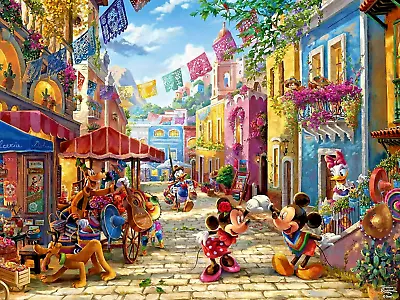 Ceaco Disney Thomas Kinkade Jigsaw Puzzle Mickey & Minnie Mexico 750 Piece • $32