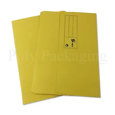 100 X FOOLSCAP DOCUMENT WALLETS YELLOW A4/Manilla/Half Flap/Folder/Filing 32mm • £25.90