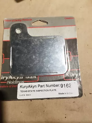 NOS Kuryakyn 9162 Texas Motorcycle Inspection Sticker Plate 2 7/8  X 4  Chrome  • $40