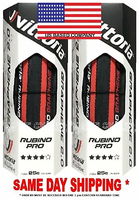 Vittoria Rubino Pro G 2.0 Clincher Graphene 700 X 25 Red / Black / 2 Tires • $89.50