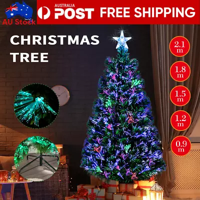 Fibre Optic Pre Lit Christmas Tree 4/5/6/7FT W/ LED Star Lights Xmas Tree Decor • $8.99