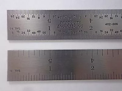 USA PEC 6  Rigid Stainless Steel 4R Machinist Ruler/rule 1/64 1/32 1/8 1/16 • $17.99