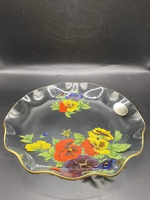 Vintage Floral Pattern Glass Cake Plate • £6.99