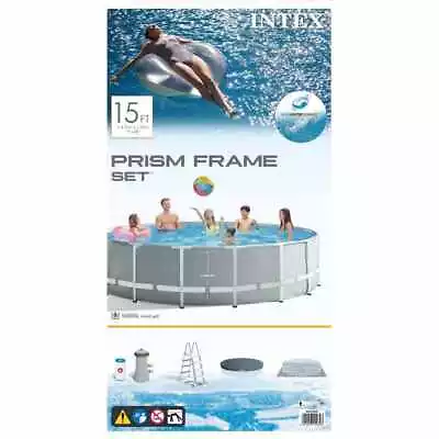 Intex Round Prism Frame Above Ground Swimming Pool 15 Feet X 48 In Deep  #26726 • £549