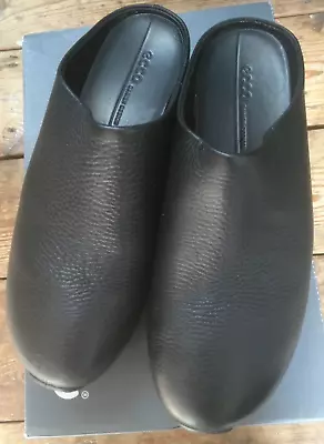 Ecco Ladies Black Leather Ifla Wedge Clog Style Mules  Sz: 38 Eu   5-5.5 Uk • £26