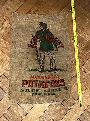 Vintage Northen Country Minnesota Potatoes Farm Barn Burlap Sack Craft Sign (C) • $14.99