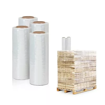 4 Roll 90 Gauge Cast Hand Stretch Wrap 1500' Plastic Bundling Shrink Film • $215.66