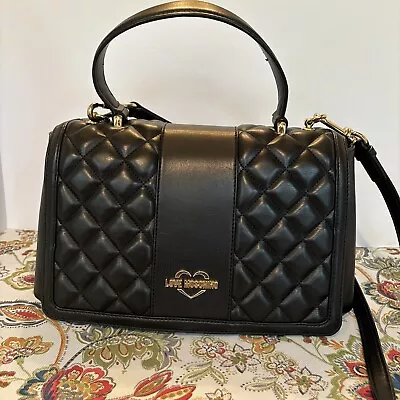 Love Moschino Black Quilted Crossbody Handbag Adjustable Strap • $82