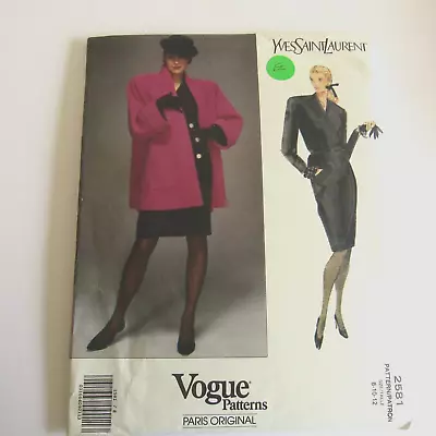 Vintage Sewing Pattern Vogue Paris Original Yves Saint Laurent SZ 2581 SZ #10 FF • $19.99