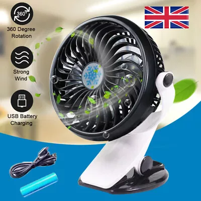 Portable Mini Fan USB/Battery Powered Quiet Personal Cooler Clip On Desk Fan UK • £5.99