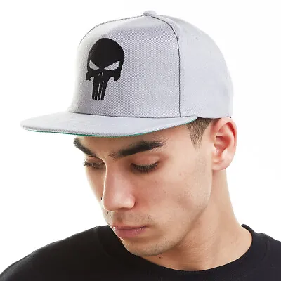 Marvel Mens Punisher Skull Embroidery Snapback Cap Grey S - XXL • £9.99