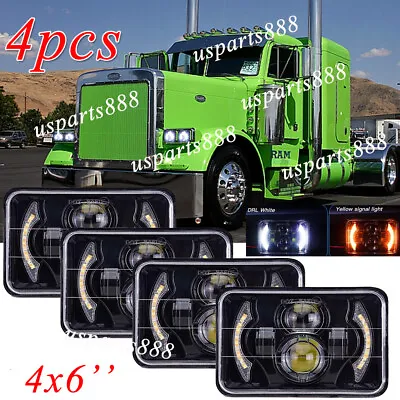 4x Fit Kenworth Peterbilt 357 379 378 4x6'' LED Headlights DRL Hi/Lo Sealed Beam • $91.01