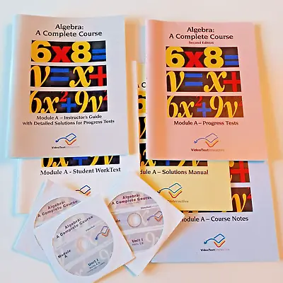 VideoText Algebra A Complete Course Module A Set: DVD Instuctors Work Text • $50