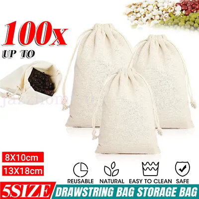 Up100 Drawstring Storage Bags Calico Bags Cotton Tote Gift Bag Jute Sack Jewelry • £14.65