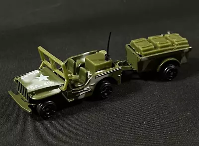 Vintage Zylmex T432 US Army Military Jeep With Trailer MASH Diecast 1:87 • $11.96