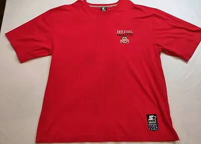 Vintage Starter Ohio State Buckeyes Embroidered Graphic Red Tshirt Size XL • $29.99