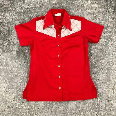 VTG King Louie Bowling Shirt Womens Small S Red Stitched Atomic 60s Made In USA • $69.98