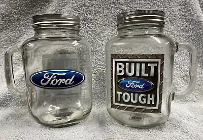 TWO.  “BUILT FORD TOUGH -  FORD   32 OZ. Mason Glass Drinking Jar/Mug • $8