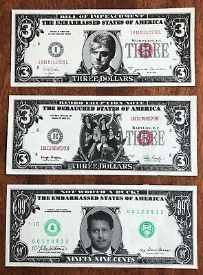 Vintage Novelty Currency - Bill Clinton/Al Gore - Lot Of 3 - Hilarious! • $7.99
