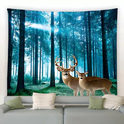 Large Forest Elk Tapestry Wall Hanging Bedspread Bedroom Backdrop Throw Blanket • $12.98