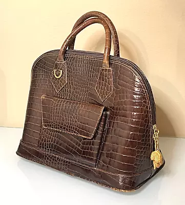 Rare Vintage Vicenza Inc. 1993 Crocodile Embossed Leather Shoulder Bag Handbag • $79.98