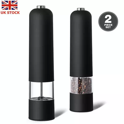 2Pcs Electric Salt And Pepper Mill Grinder Adjustable Mill Shaker Light Up LED • £7.35