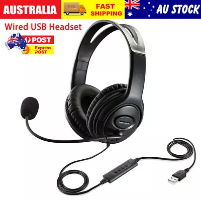 Wired Headset Over Ear Headphone With MIC For Computer Call Center PC Laptop USB • $18.99