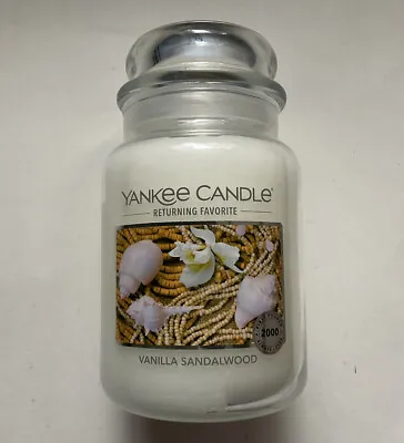 Yankee Candle VANILLA SANDALWOOD 22 Oz LGE JAR RETURNING FAVORITE HTF • £34.05